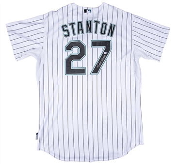 2010 Giancarlo Stanton Game Used & Signed Rookie Season Florida Marlins Home Jersey Photo Matched To 10th Career HR (Sports Investors Authentication & MLB Authenticated)